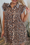Leopard Print Lace Trim Mini Dress