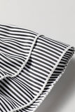 Striped Ruffle Short Sleeve Shift Blouse