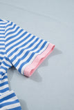 Sky Blue Stripe Tie T Shirt Mini Dress