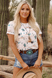 Cactus Print Crew Neck Top