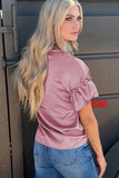 Satin Ruffle Sleeve Top