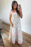 Floral Print Knot Straps Maxi Dress