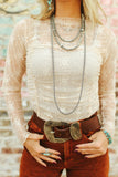 Jet Stream floral Mesh Long Sleeve Top