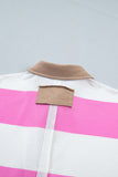 Rose Stripe Colorblock Trim Polo Tee Drawstring Mini Skirt 2pcs Set