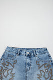 Boot stitch Embroidery Stud Denim Short