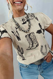 Retro Western Print T Shirt
