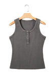 Grey Distressed Ribbed Mineral Wash Tank Top