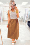 Chestnut Striped Sleeveless Long Dress