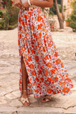 Bohemian Print Maxi Skirt with Split