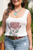 Plus Size Floral Print Square Neck Sweater Vest