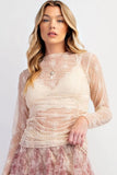 Jet Stream floral Mesh Long Sleeve Top