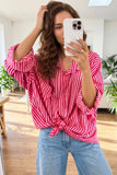 Red Stripe Button-Up Shirt