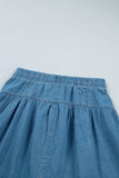 Pleated High Waist Denim Mini Skirt