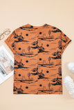 Desert Sand Print Short Sleeve Knit Top
