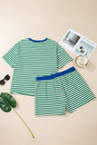 Green Stripe  Plus Size Short Set