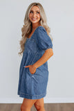 Square Neck Denim Mini Dress