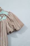 Pony Embroidered Puff Sleeve Blouse -Brown