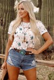 Cactus Print Crew Neck Top