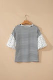 Black Stripe Puff Sleeve Top