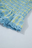 Gingham Lace Trim Top