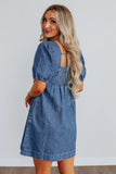 Square Neck Denim Mini Dress