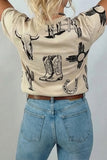Retro Western Print T Shirt
