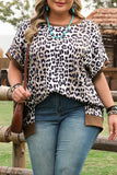 Leopard Short Sleeve Plus Size Top