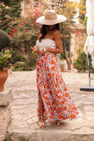 Bohemian Print Maxi Skirt with Split