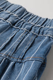 Stripe Plus Size Wide Leg Denim Pants