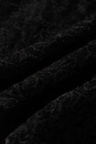Black Elegant Stand Neck Lace Long Sleeve Top