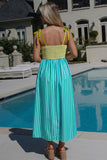 Patchwork Knot Strap Midi Dress