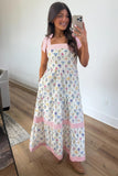 Floral Print Knot Straps Maxi Dress