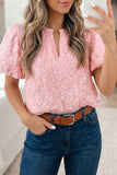 Pink Floral Puff Sleeve Blouse