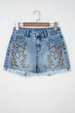 Boot stitch Embroidery Stud Denim Short