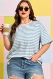 Stripe Plus Size Drop Shoulder Tee