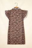 Leopard Print Lace Trim Mini Dress