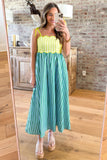 Patchwork Knot Strap Midi Dress