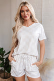Checkered Tee Drawstring Shorts Lounge Set