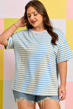 Stripe Plus Size Drop Shoulder Tee