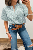 Pink Floral Puff Sleeve Blouse