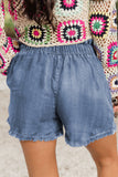 Raw Hem High Waist Plus Size Denim Shorts