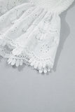 White Sleeveless Smocked Lace Peplum Top