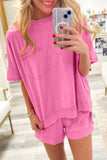 Raw Edge Oversized Top and Shorts Set