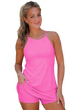Pink Tunic Tank Dress Athletic Shorts Two Piece Set