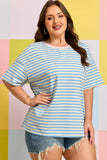 Stripe Plus Size Drop Shoulder Tee