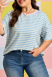 Stripe Plus Size Drop Shoulder Tee
