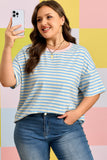 Stripe Plus Size Drop Shoulder Tee