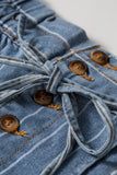Stripe Plus Size Wide Leg Denim Pants