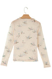 Western Print Mesh High Neck Top