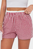 Red Plaid Print Plus Size Shorts
